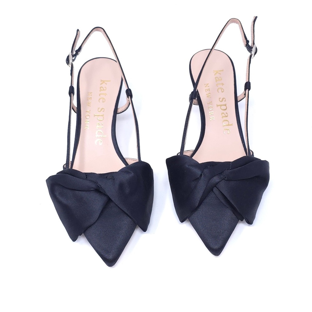 Kate Spade Marseille Satin Bow Slingback Dress Pumps Size 6B Black - Picture 6 of 11